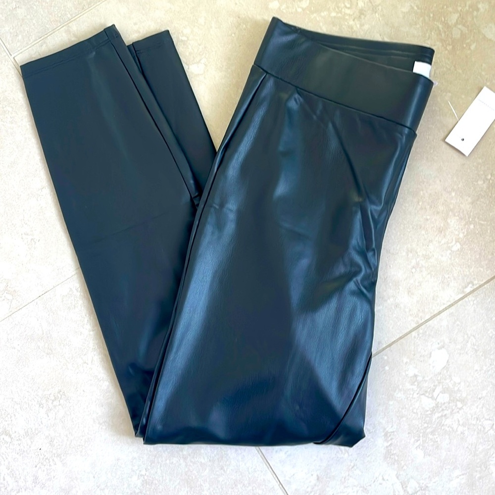 Black faux leather leggings
